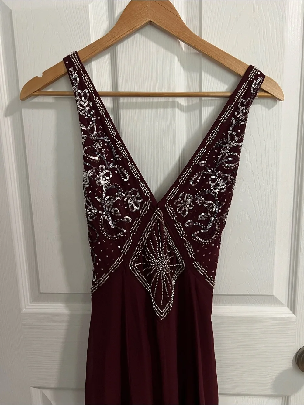 Abercrombie & Fitch beaded plunge maxi dress